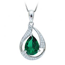 A gift Nano Russian Emerald Necklaces Pendants Set 925 Sterling Silver