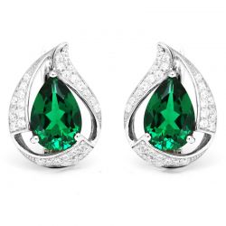 925 Sterling Silver Nano Russian Emerald Earrings Free shipping 