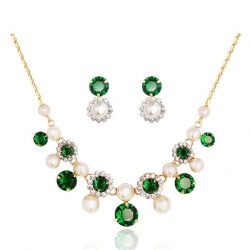 Simulated Pearl Austria Rhinestone & Zircon & Jewelry Set  