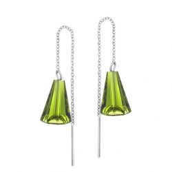 Austria Crystal & Rhinestone Dangle Earrings Green Geometric 