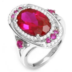 19.5ct Luxury Shiny Bohemia Style Women Red Ruby Ring Genuine 925 Sterling Silver 