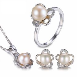 Fresh water Pearl Sterling Silver Jewelry Set 