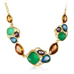 Multi Color Blue/Purpel Green Crystal Rhinestone Necklace & Pendant Chain