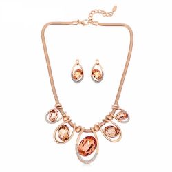 Swarovski Elements Crystal  Big crystal Gold Plated Fashion Jewelry Set for Women 