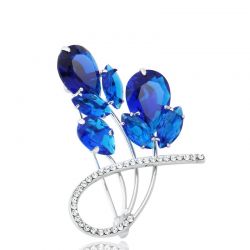 Austria Rhinestone & Zircon Brooch Alloy Plated Flower Design For Women