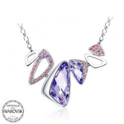 Crystals from Swarovski  Geometric shape Purple color necklace for women GIFT 