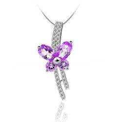 Genuine Amethyst Pendant Solid 925 Sterling Silver