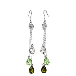 Platinum plated Blue Austrian crystal Water Drop Dangle Earrings 