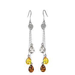 Platinum plated Blue Austrian crystal Water Drop Dangle Earrings 
