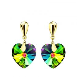 Light Yellow Gold Color  Austria Crystal Stud Earrings Elegant Romantic Heart Style 