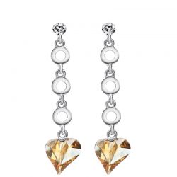 Love Heart DesignAustria Crystal & Rhinestone Dangle Earrings 